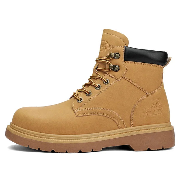 Work Security Black Boots Safety Shoe Classic Biker Ankle Footwear Fashion Non-slip Classic High Top Round Toe Wild Men's Shoes